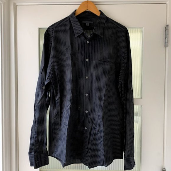 John Varvatos Gray Striped Button Down Shirt XL - Picture 1 of 4